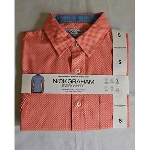 NWT Nick Graham Men's SS Orange Performance Stretch Shirt Size Small